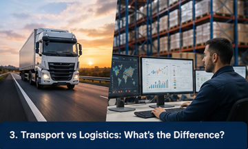 Diagrama comparativo que muestra la diferencia entre los procesos de transporte y logística